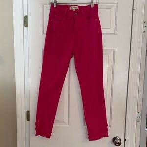 CHARLIE B Women's Vibrant Pink Ankle Jeans